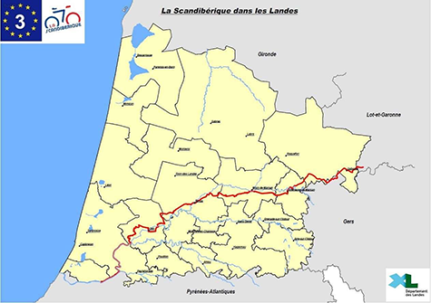 Carte de La Scandibérique en Aquitaine